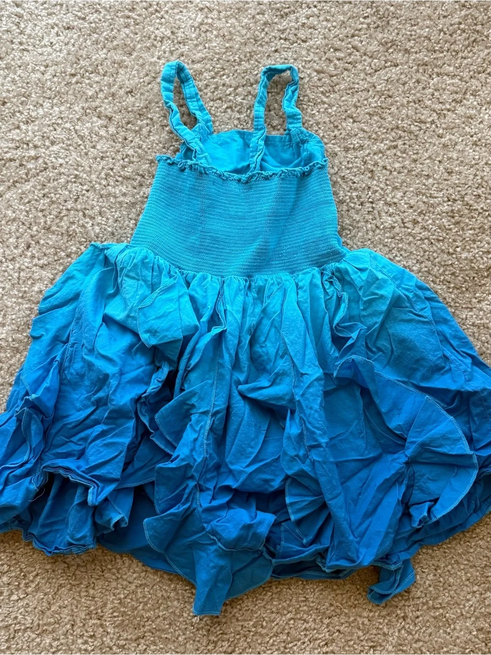 Fabkids ombre turquoise blue teal kid dress 8-10 years old Ruffle Tulle